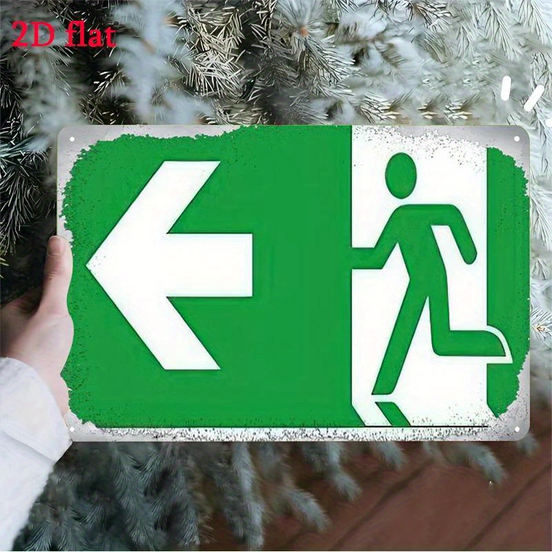 Emergency Exit Sign - لافتة معدنية للهروب - رمز اتجاه